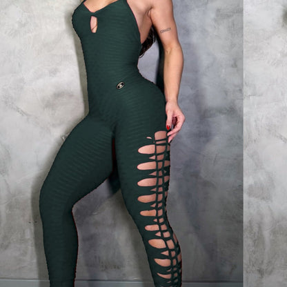SCRUNCH BOOTY GREEN WAVE RIPPED JUMPSUIT, NO RETURN