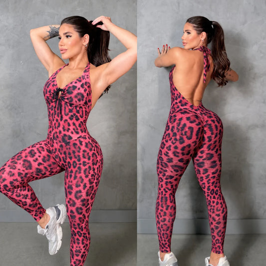 SCRUNCH BOOTY RED LEOPARD JULIA JUMPSUIT, NO RETURN