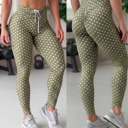 SCRUNCH BOOTY GREEN POLK DOTS LEGGINGS