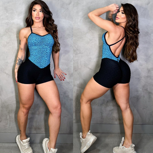 SCRUNCH BOOTY BLUE TEETH SHORTS JUMPSUIT