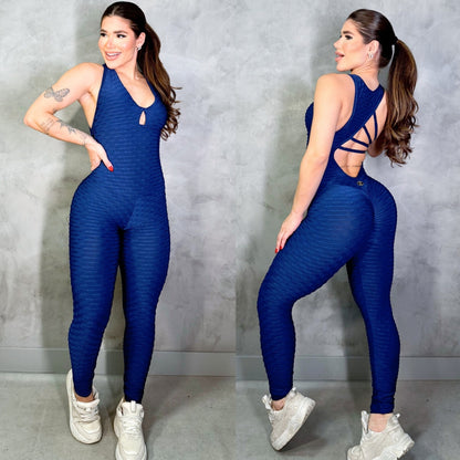 SCRUNCH BOOTY NAVY WAVE RINGS JUMPSUIT