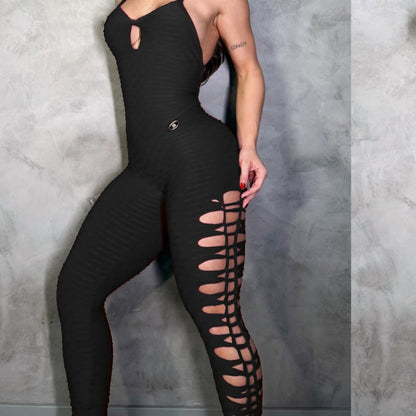 SCRUNCH BOOTY BLACK WAVE RIPPED JUMPSUIT, NO RETURN