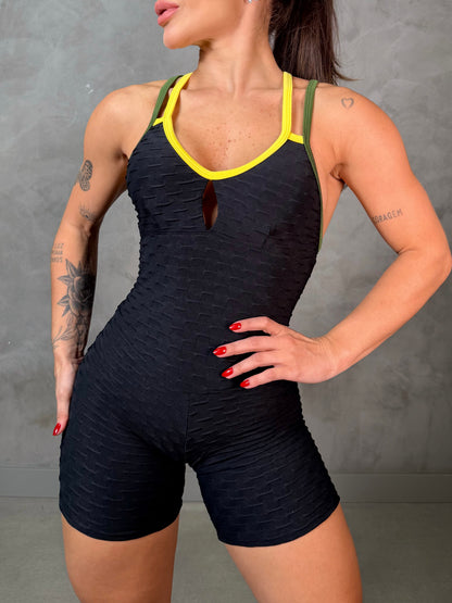 SCRUNCH BOOTY BLACK WAVE BRAZIL SHORT JUMPSUIT