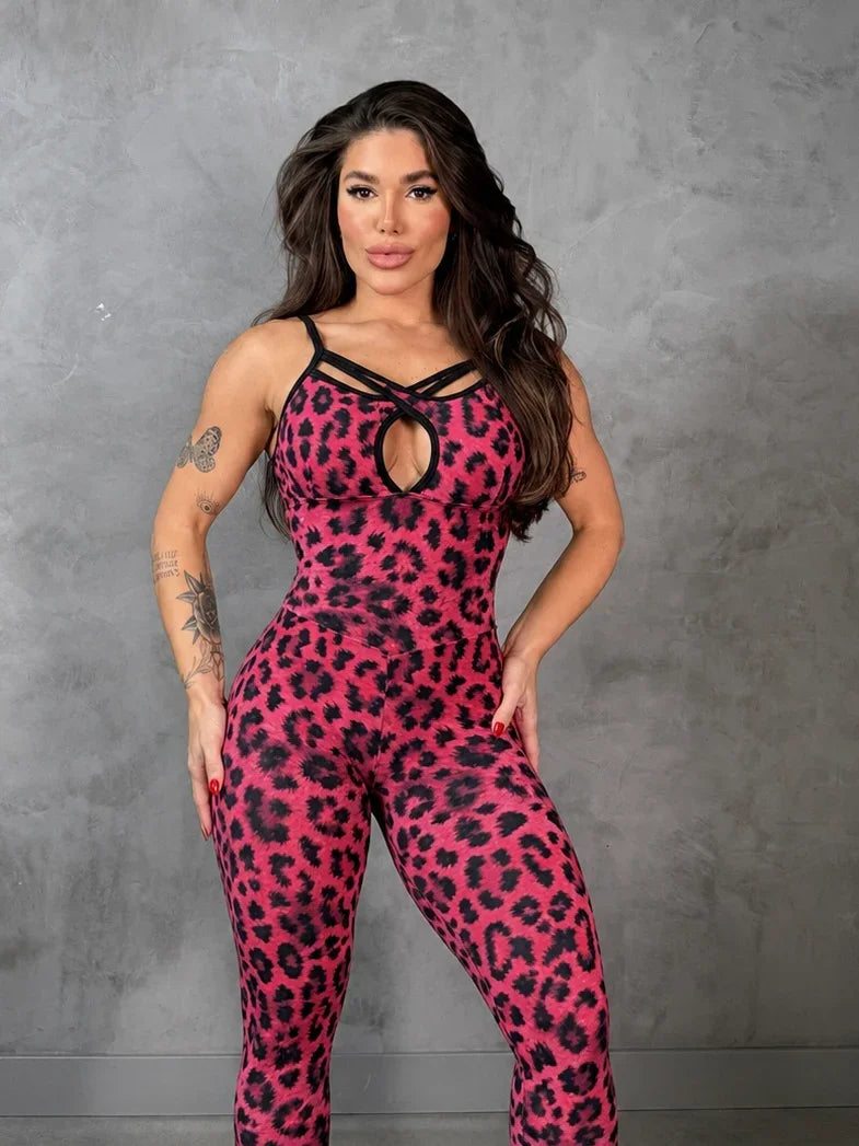 SCRUNCH BOOTY RED LEOPARD FABI JUMPSUIT, NO RETURN