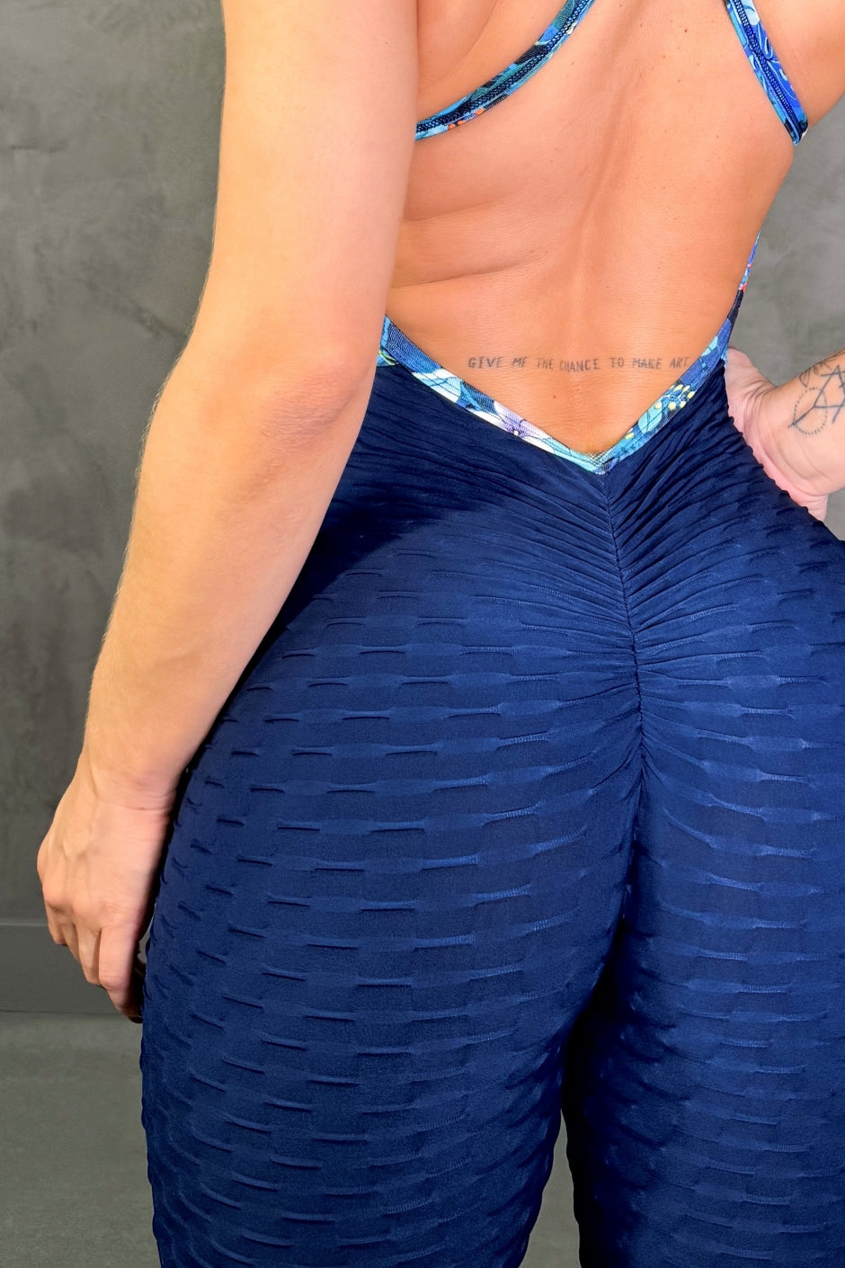 SCRUNCH BOOTY NAVY WAVE JUMP AND FLORAL SUIT